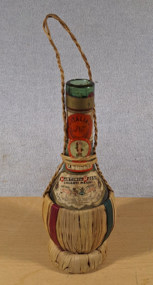 1934 Martini & Rossi (EMPTY) WINE Bottle 1/2 PINT Wicker Wrapped