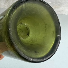 Antique Mid Century Green Wine Bottle with Inset Bottom 14&Prime;