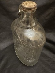 Vintage Owens Illinois Glass Wine Jug Strap Cap PA Seal Grapes Half Gal