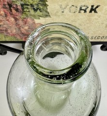 Vintage Pale Green Demijohn Wine Jug Bottle Hand Blown GALAXY of Encased Bubbles