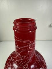 Vintage 1956 Welch’s Refreshment Wine Bottle Drizzled Spaghetti Design Red Glass