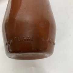 Vintage J.M. DA Fonseca Portugal Brown Painted 6&Prime; Glass Bottle empty