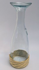 2 Vintage 1L Glass Carafes- Paul Masson & Fleur De Lis Stamp W/Rope Bottom