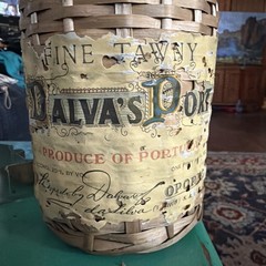Vintage Dalva’s Port Basket Bottle Wine Portugal Wicker Wrapped Empty Glass