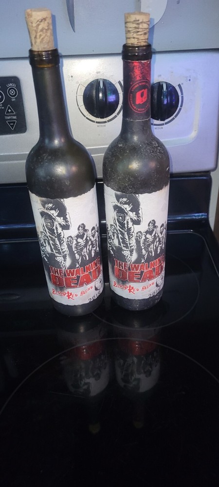 The Walking Dead 2015 Blood Red Blend, Rick Grimes, Empty Wine Bottles With Cork