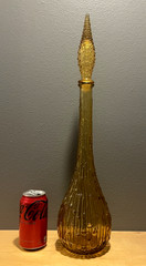 Vintage 22&Prime; MCM 1960s Italy Rossini Empoli Amber Bamboo Genie Decanter Bottle #2