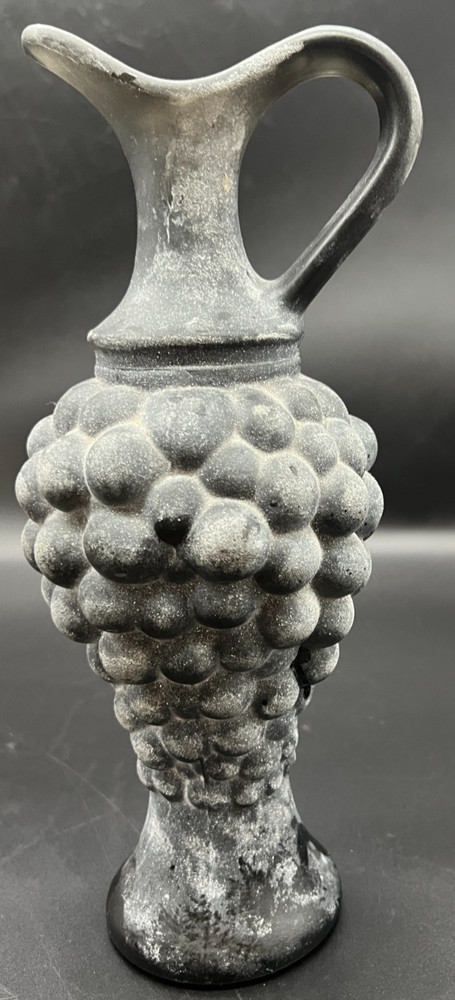 VGT Frosted Spanish Italian Molded Glass Decorative Carafe Wine Bottle w/ Grapes
