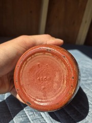VTG 1980 JM Da Fonseca Azeitao Portugal Rust Brown Painted Glass 9&Prime; Floral