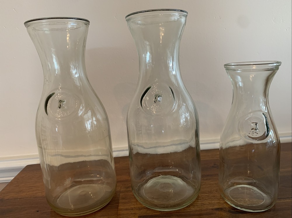 3 Vintage California Carafes Since 1852 (2-32 oz, 1-12 oz) “PreOwned”