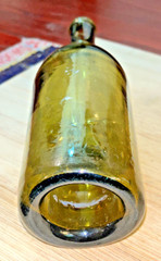 Circa 1900 Antique Hand Blown Blob Top Glass Wine/ Beer Bottle