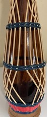Vintage Plastic Wicker Wrap’d Wine Amber Bottle lid, handle,excellent condition
