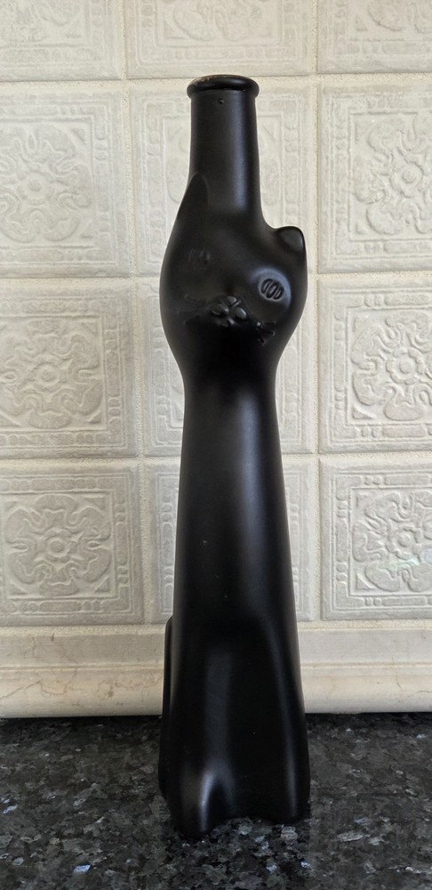 Happy Cat Shaped~Moselland Riesling Satin Black Wine Bottle Decanter Vase 2019