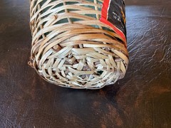 Vtg Wine Bottle Wrapped In Wicker 1/2 Gallon Green Glass Marbella Collectible
