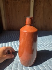 VTG 1980 JM Da Fonseca Azeitao Portugal Rust Brown Painted Glass 9&Prime; Floral