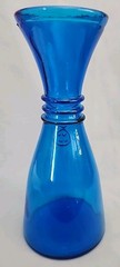 Vintage Cobalt Blue Glass Decanter Wine Bottle Vase Carafe 10.5&Prime; T Made in Italy