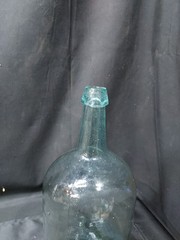 Antique 19th Century Large Aqua Demijohn 15 Inch Tall Wine Bottle 1800&rsquo;s