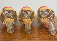 Lot of 3 Vintage Empty Chianti Wine Bottles Woven Straw Covered Fiasco Italy