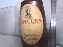 1955 VINTAGE LANCERS ROSE CLAY-CROCK 15” JEROBOAM BOTTLE WITH ORIGINAL FOIL CAP