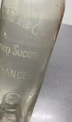 Antique Vintage French Glass Wine Bottle Etched J. Mottet & Co