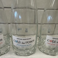 3 Cote Des Roses Empty Wine Bottles Pink & Blue Tops Rose Bottom Collectible 13&Prime;