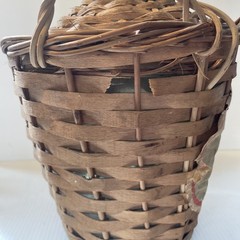 Vtg Wicker Wrapped Demijohn Dalmau Tarragona Green Glass Wine Bottle 13”h x 8.5”