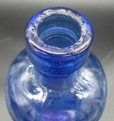 Cobalt Blue Mold Blown Glass Embossed Grapes Wine Bottle Antique / Vintage Heavy