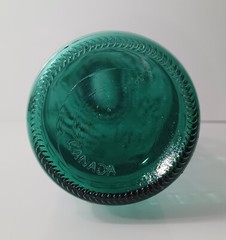 Vintage Teal Glass Bottle 11.25&Prime;H Grape Motif Spanish Glass Wine Carafe Canada