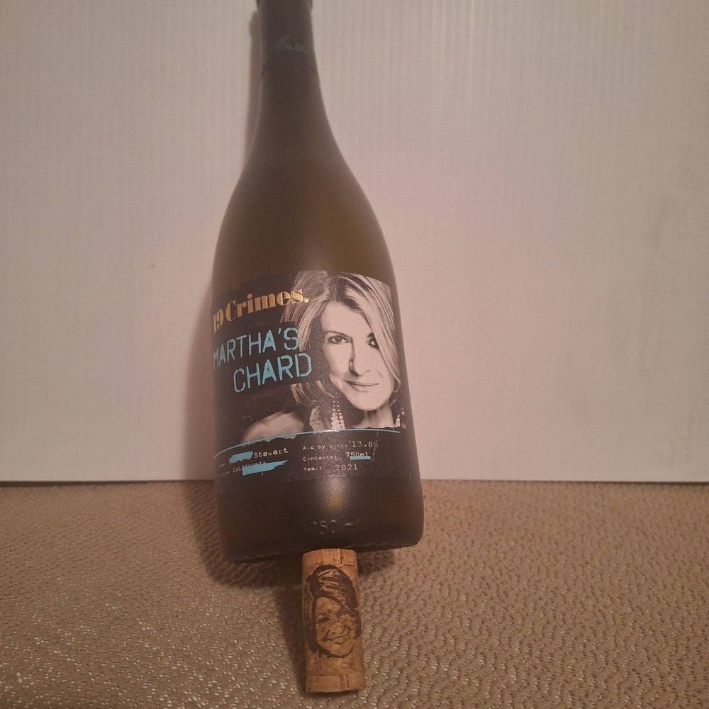 Empty 19 Crimes Martha&rsquo;s Chard 2021 Wine Bottle With Cork