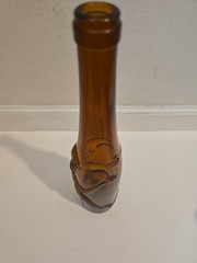 Beautiful Vintage Amber Glass Wine Bottle with Embossed Monkey 14in x 2.75in