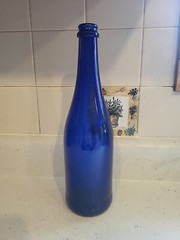 Cobalt Blue 11.5&Prime;×3.25&Prime; Long Neck Hand Blown Glass Decorative Wine Bottle NEW