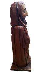 VTG Figural Hand Carved Wood Bottle Wine Case Knight Monk Safe Secret Religious