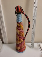 Vintage 50&rsquo;s 60&rsquo;s ? Bohemian Wine Decanter Plastic Wicker Wrapped Bottle SPAIN