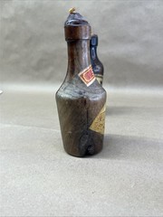 Hand Turned Wood Wine Liquor Bottles Candleholders Candlestick Spain Vintage