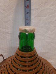 Rare Old Demijohn 5 Liter Green Glass With Brown Basket