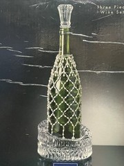 VTG 2001 3pc Wine Set By Royal Limited Crystal W/Beaded Sleeve New In Box