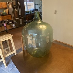 Vintage Demijohn WineCarboy Huge Green Glass Bottle 25.5&Prime; Tall 17.5&Prime; Wide