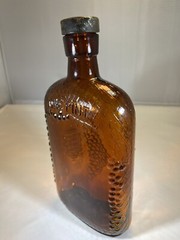 Antique 1930’s? Amber/Brown Embossed Grape Pint Wine Bottle