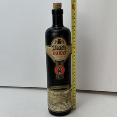 Vintage 1984 Black Tower German White Wine Empty Bottle 750 ml Crock Style