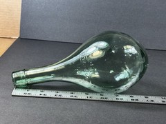 Vintage E.F. Vino D’Italia VCP Green Glass Wine Bottle Round Bottom Italian