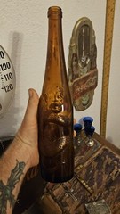 Vintage German Baden Affentaler Spätburgunder Monkey Bottle Amber Brown Glass EX
