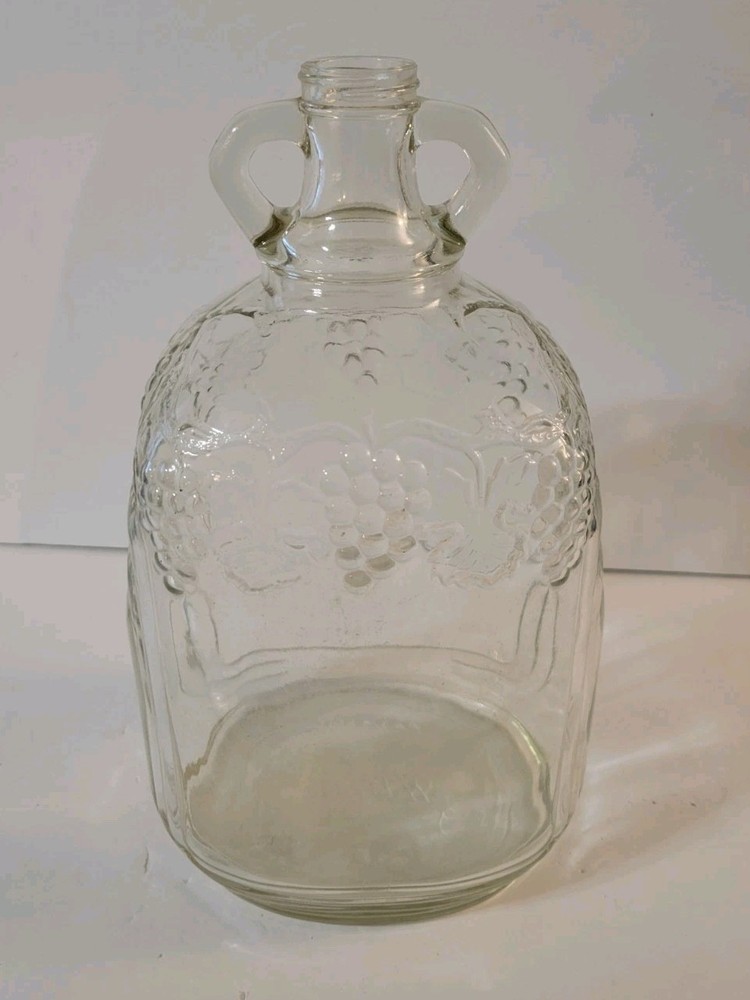 Antique Ball Wine 1920s Art Deco Style Two Fingered Handle Glass 1 Gallon Grapes