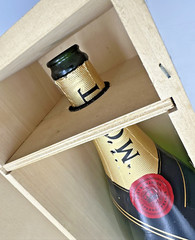 Moet & Chandon Champagne Bottle XL Empty Jeroboam 3Ltr w/ Painted Wood Crate