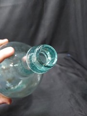 Antique 19th Century Large Aqua Demijohn 15 Inch Tall Wine Bottle 1800&rsquo;s