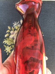 Empty Moselland Riesling HAPPY CAT Red Wine Bottle Kitsch Mosel Art Glass 13”