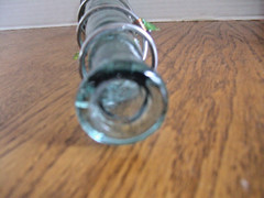 VINTAGE GREEN WINE BOTTLE / VASE Decorated w/Metal, Copper & Plastic Grapes