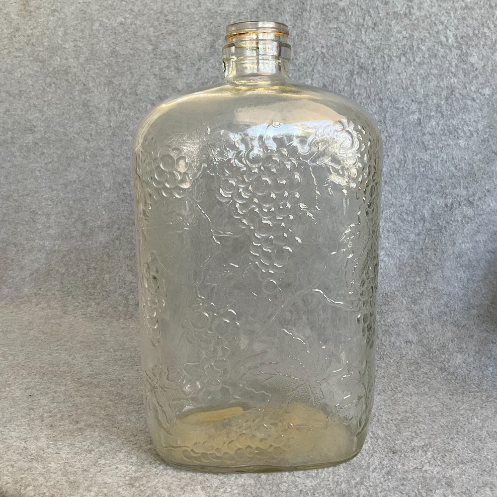 Vintage 1/2 Gallon Embossed Glass Wine Bottle – Good Condition