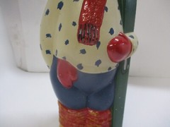Vintage Painted Glass Skier Figurine Italian Wine Bottle – Empty