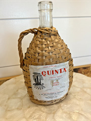 Vintage 1967 Wicker Wrapped Portugal QUINTA Lisbon Wine Bottle Empty