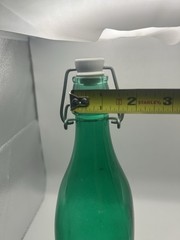 Vintage GLASS WINE BOTTLE Hermetic Lid Green 1L 34 oz. ITALY Rectangular Used