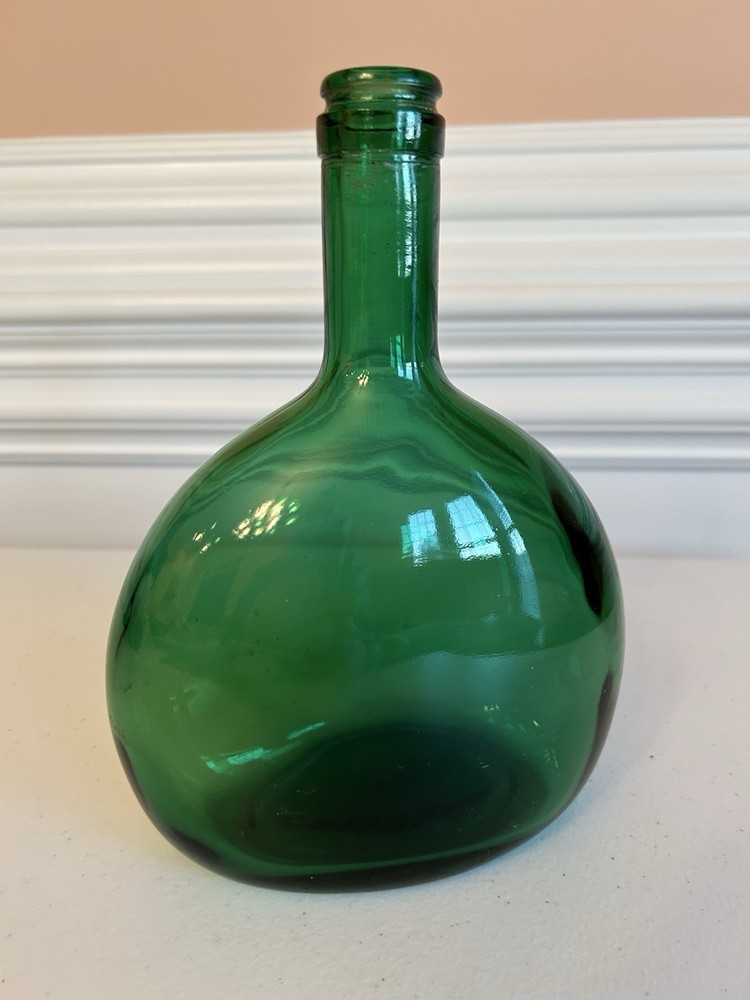 Vintage Emerald Green Wine Bottle 8×6”
